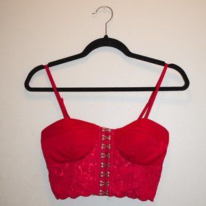 Sexy Red Bustier with Latches up the Front - Small
